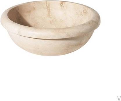 Drop in bathroom sinks Light Round Drop-In Travertine Sink