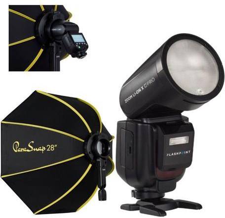 Flashpoint Zoom Li-On X PRO R2 TTL Flash With Parasnap 28 Softbox