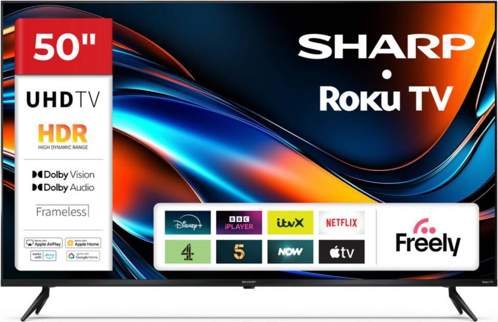 Sharp 50 Inch 4K Ultra HD Frameless LED Roku Smart TV