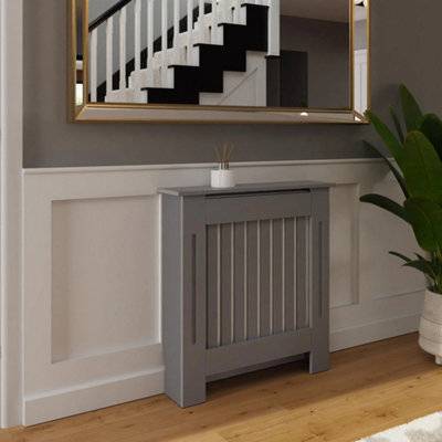 B&Q Grey Small Mdf Radiator Cover Vertical Slat