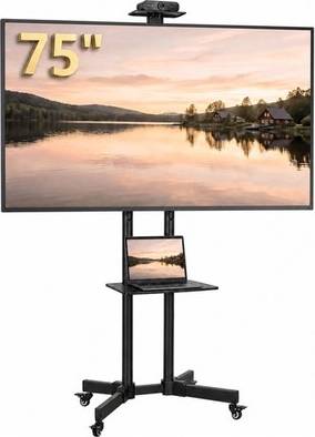 Tv stand with wheels Homcom Mobile Tv Stand On Wheels 32-75 Inch