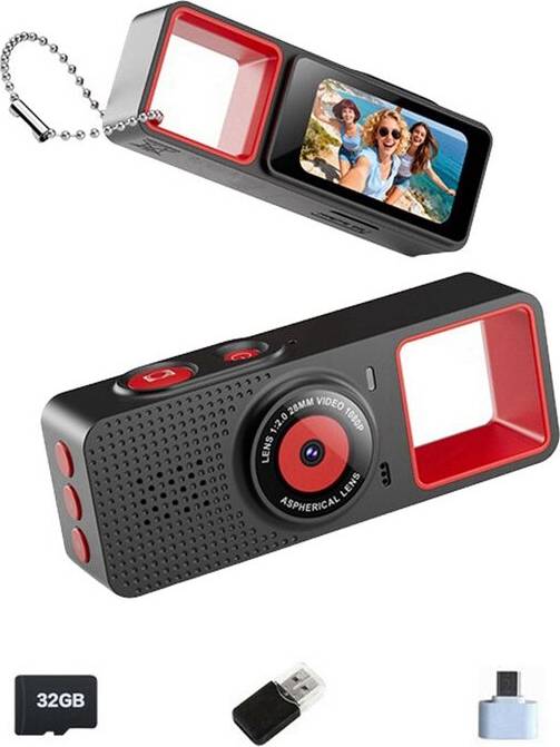 Digital Keychain Camera 0.9-Inch Screen - Black