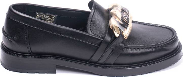 Moschino Læder Chain Mocassin Flats Læder - Sort