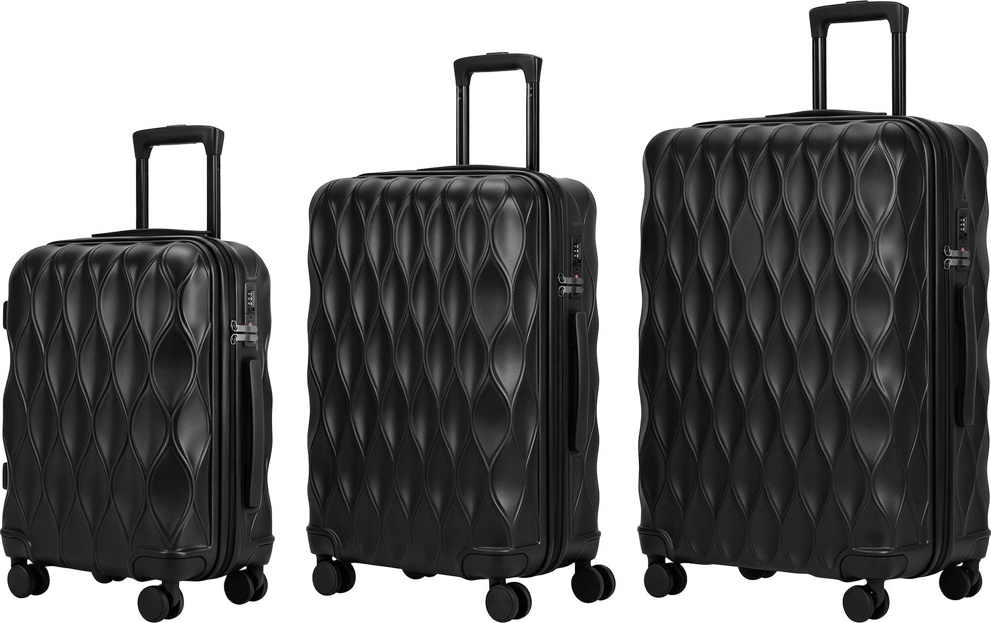Hard shell suitcase Homcom 3-Piece Suitcase Set Hard Shell Carry On Checked TSA Lock