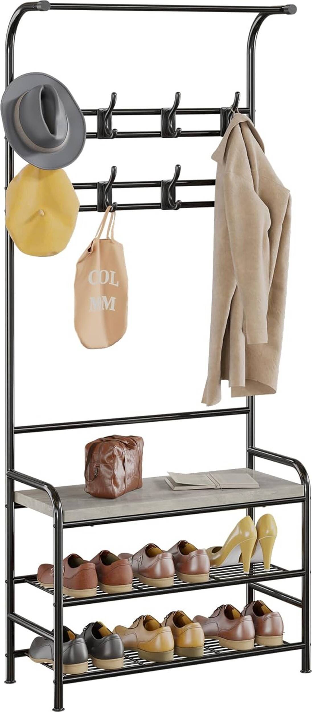 Coat rack shoe bench Gaomon 3-in-1 Hall Tree Coat Rack with Shoe Bench Shoe Rack