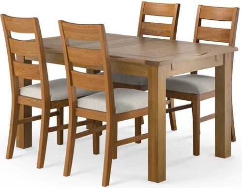 Oak Furnitureland Rushmere Rustic Extending Dining Table With 4 Linear Rustic Chair Table