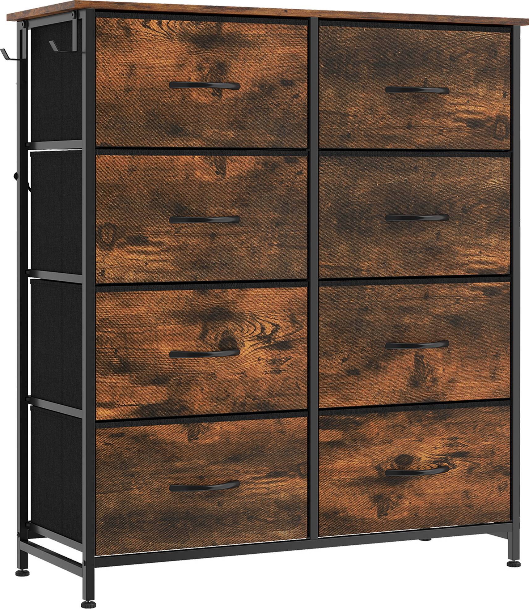 Homcom Rustic Brown Chest Of Drawers With Side Bag