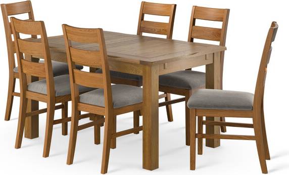 Oak Furnitureland Rushmere Rustic Extending Dining Table With 6 Linear Rustic Chair Table
