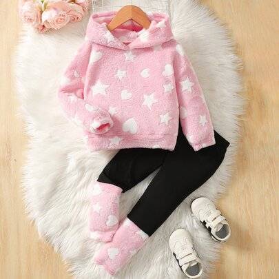 Shein Rosa Mjukt Patchwork Set 2 Delar - Rosa