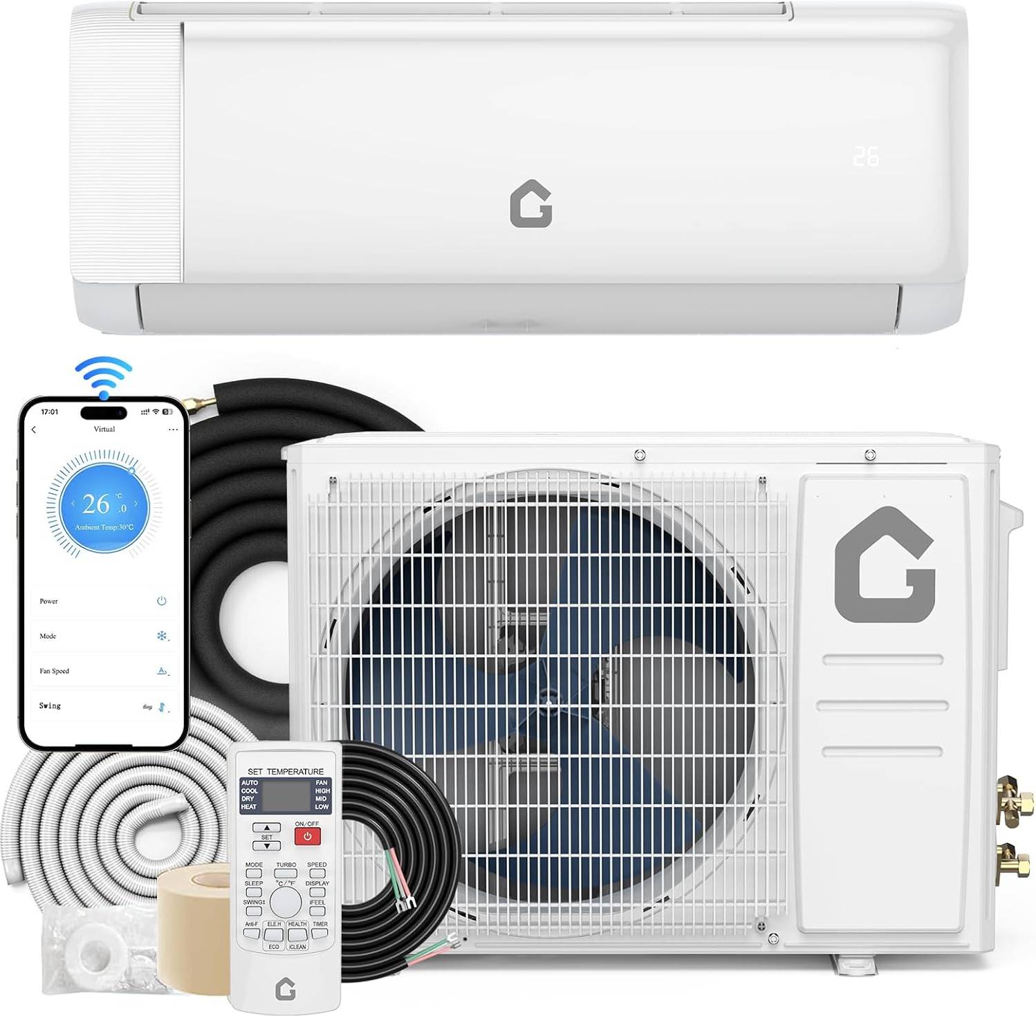 Split system air conditioner Garvee 9000 BTU Mini Split AC Heating System