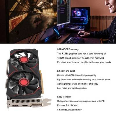 AMD Radeon RX 580 8 GB GDDR5 256-bit Dual-Fan Graphics Card