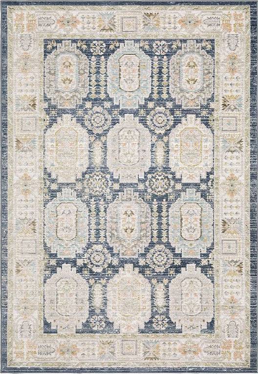 Textural Distressed Traditional Navy Area Rug