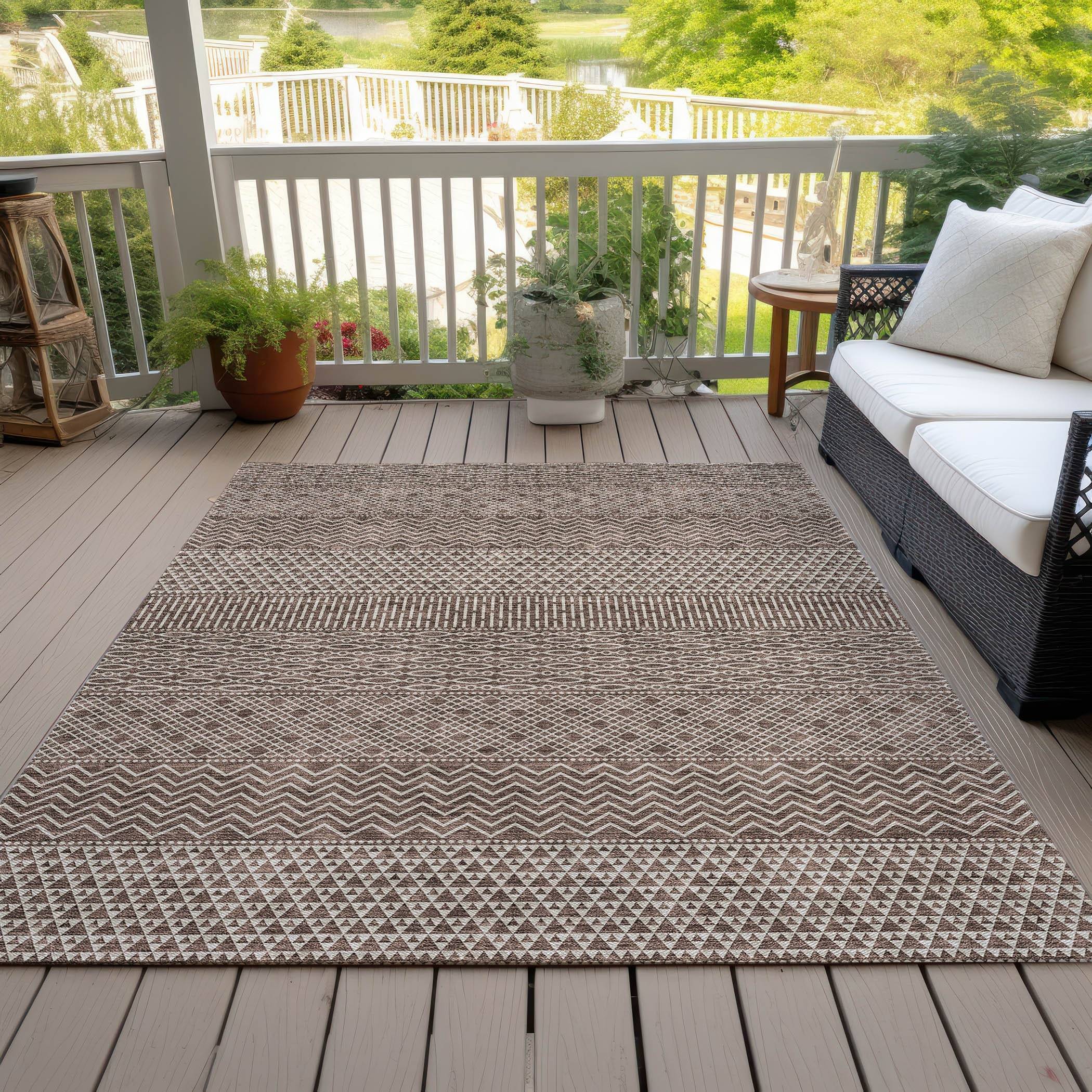 Addison Rugs 3 x 5 ft Loomed Polyester Rectangular Indoor Outdoor Machine Brown