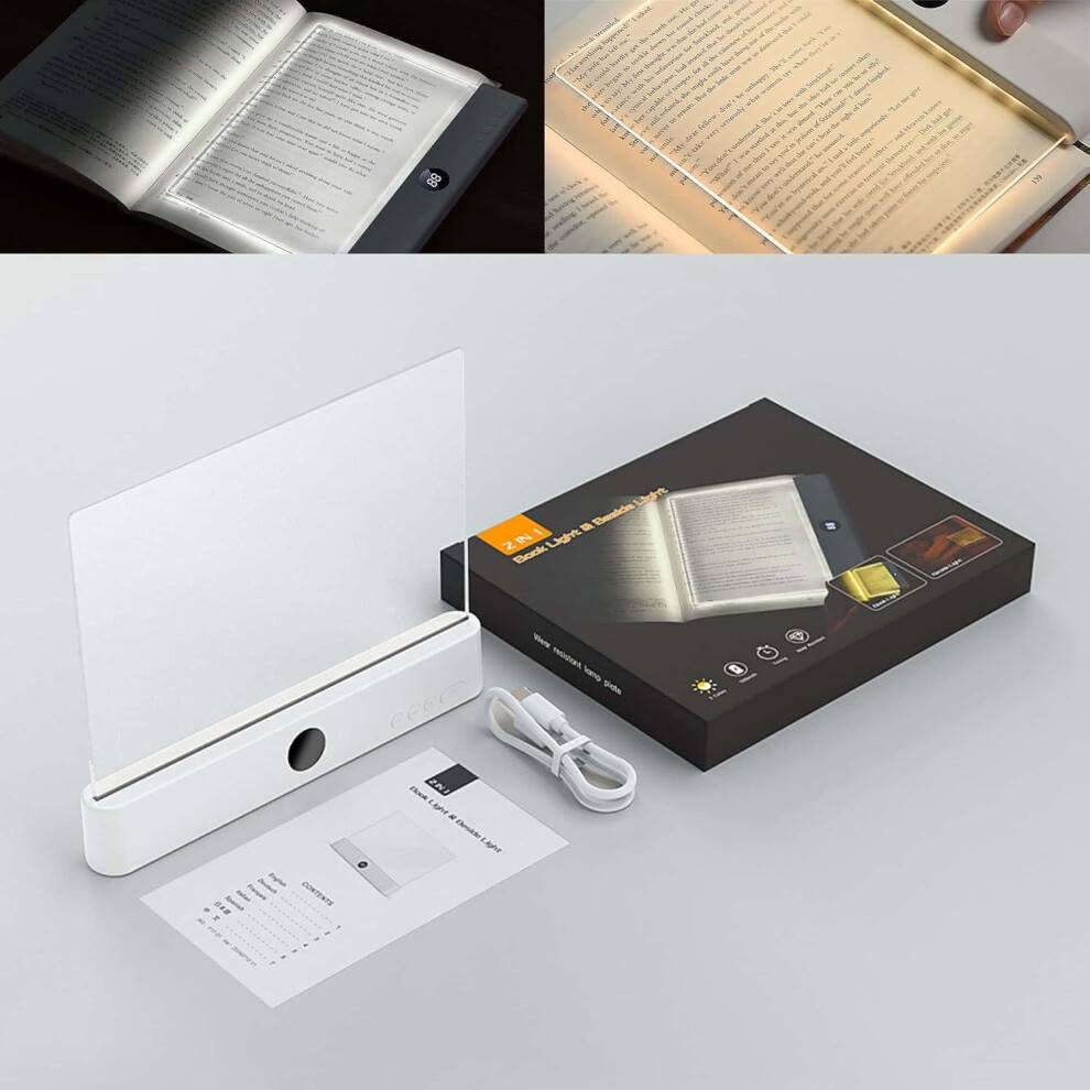 Book Light Rechargeable LED Flat Panel 3 Color Dimming