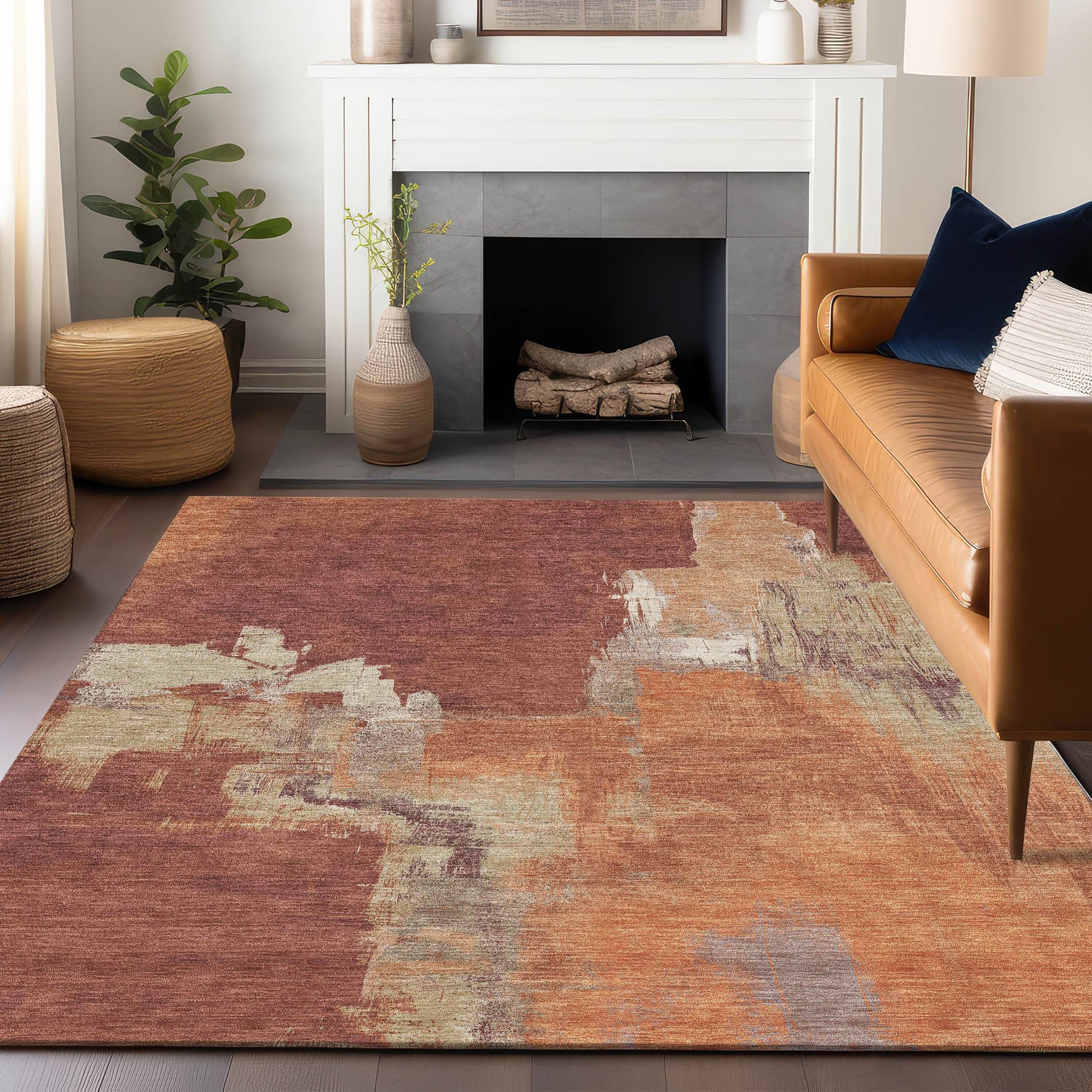 Addison Rugs Chantille Paprika Rectangular Indoor Outdoor Geometric Machine 8 x 10 ft Orange