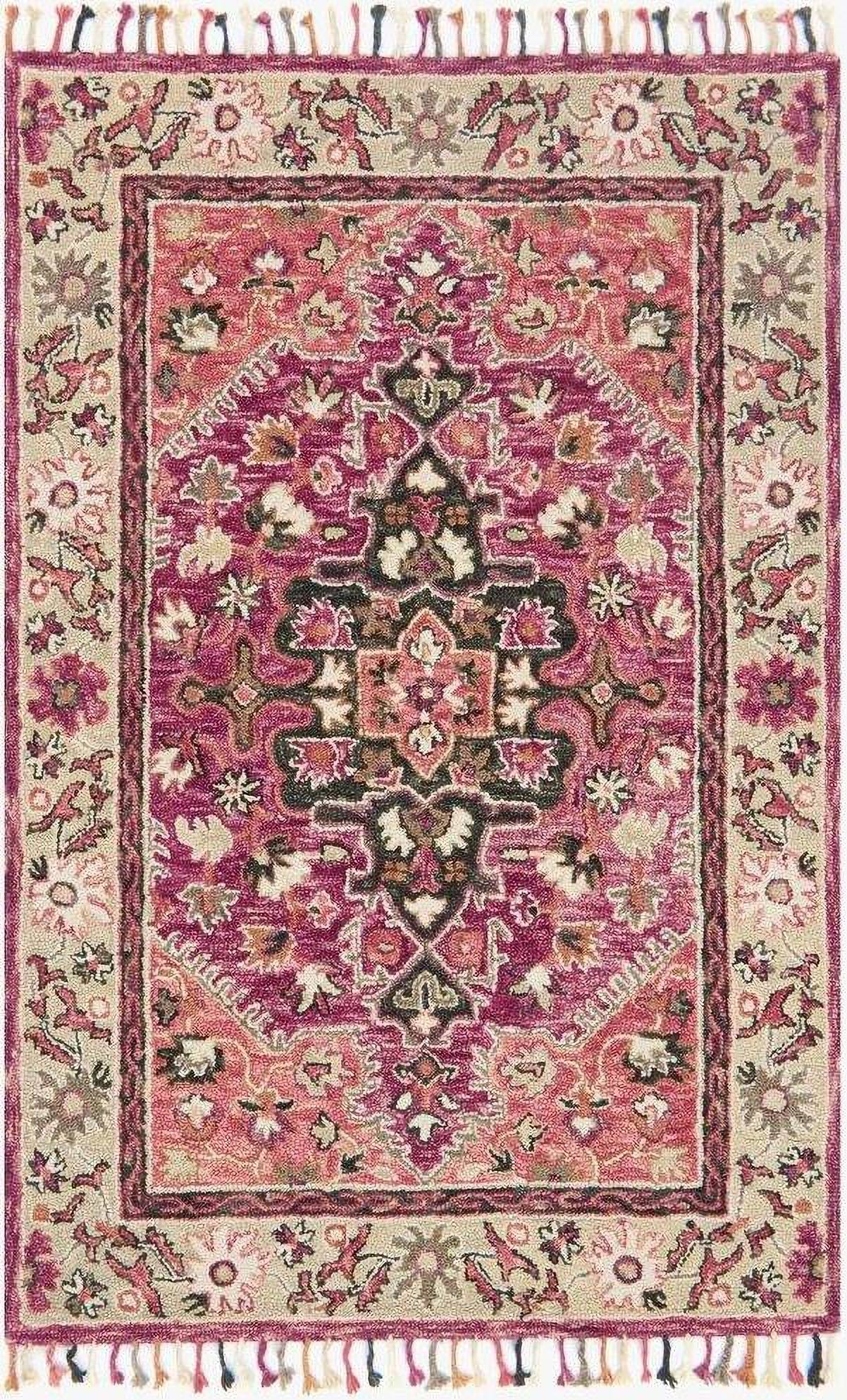 Loloi Transitional Hooked Rug Raspberry Taupe 2'6" x 7'6" Pink