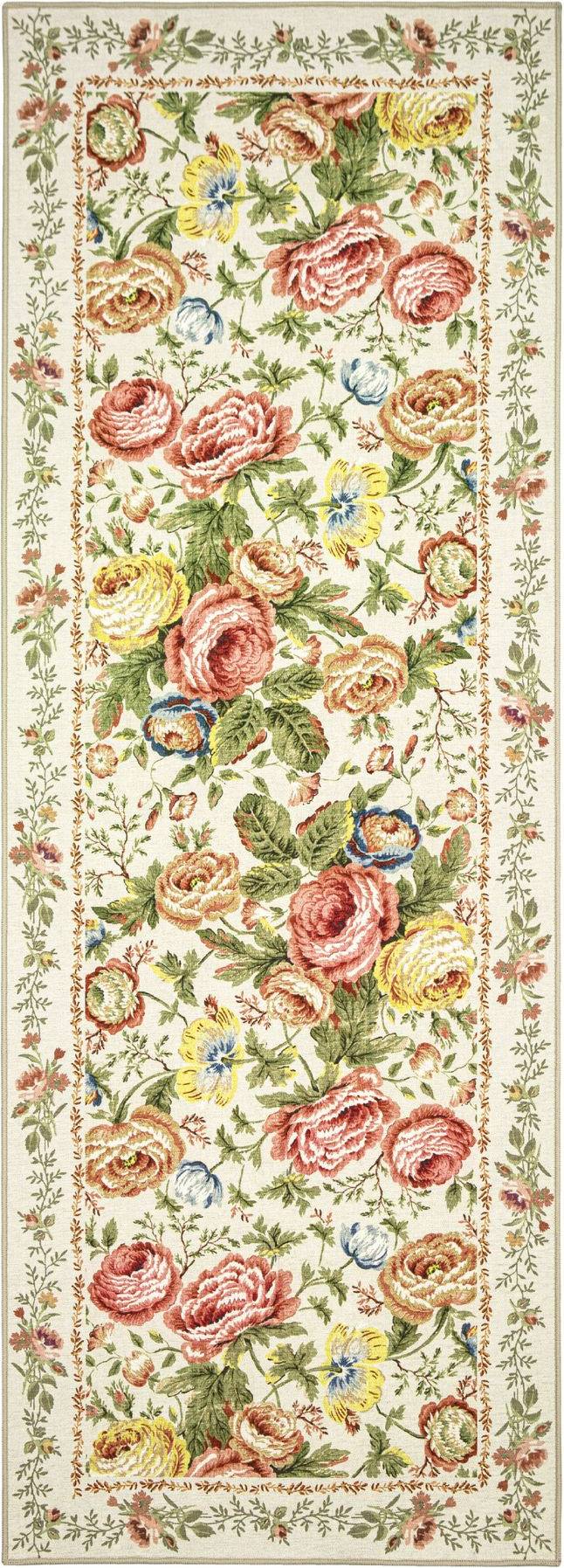 Laura Ashley Uffington Roses Border Runner Rug 2.2 ft x 6 ft