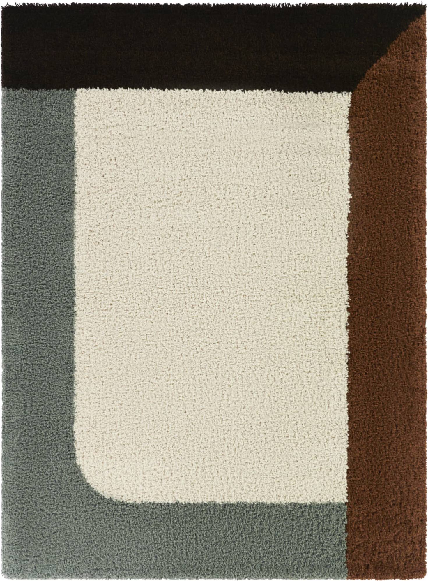 Balta Tufted Polypropylene Rust Rectangular Indoor Border Rug 8 x 10 ft Black, Blue