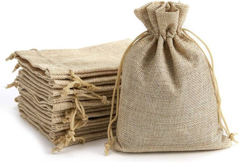 Typecat Linen Burlap Gift Bags with Drawstring