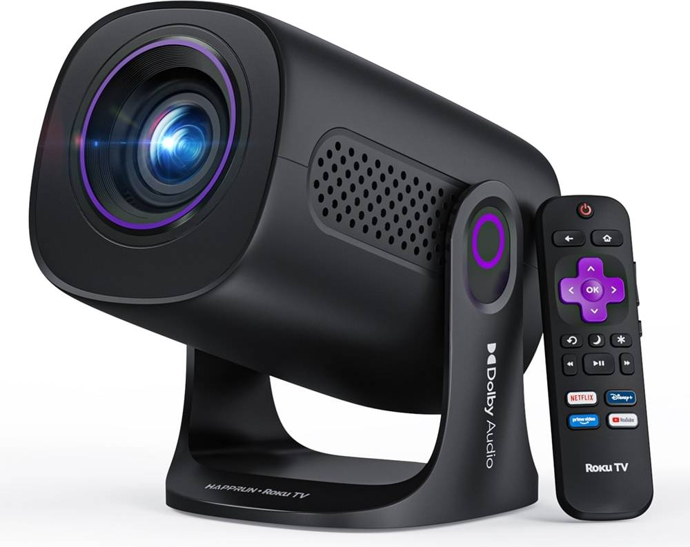 Tv projector Happrun Roku TV Smart Mini Projector WiFi Bluetooth