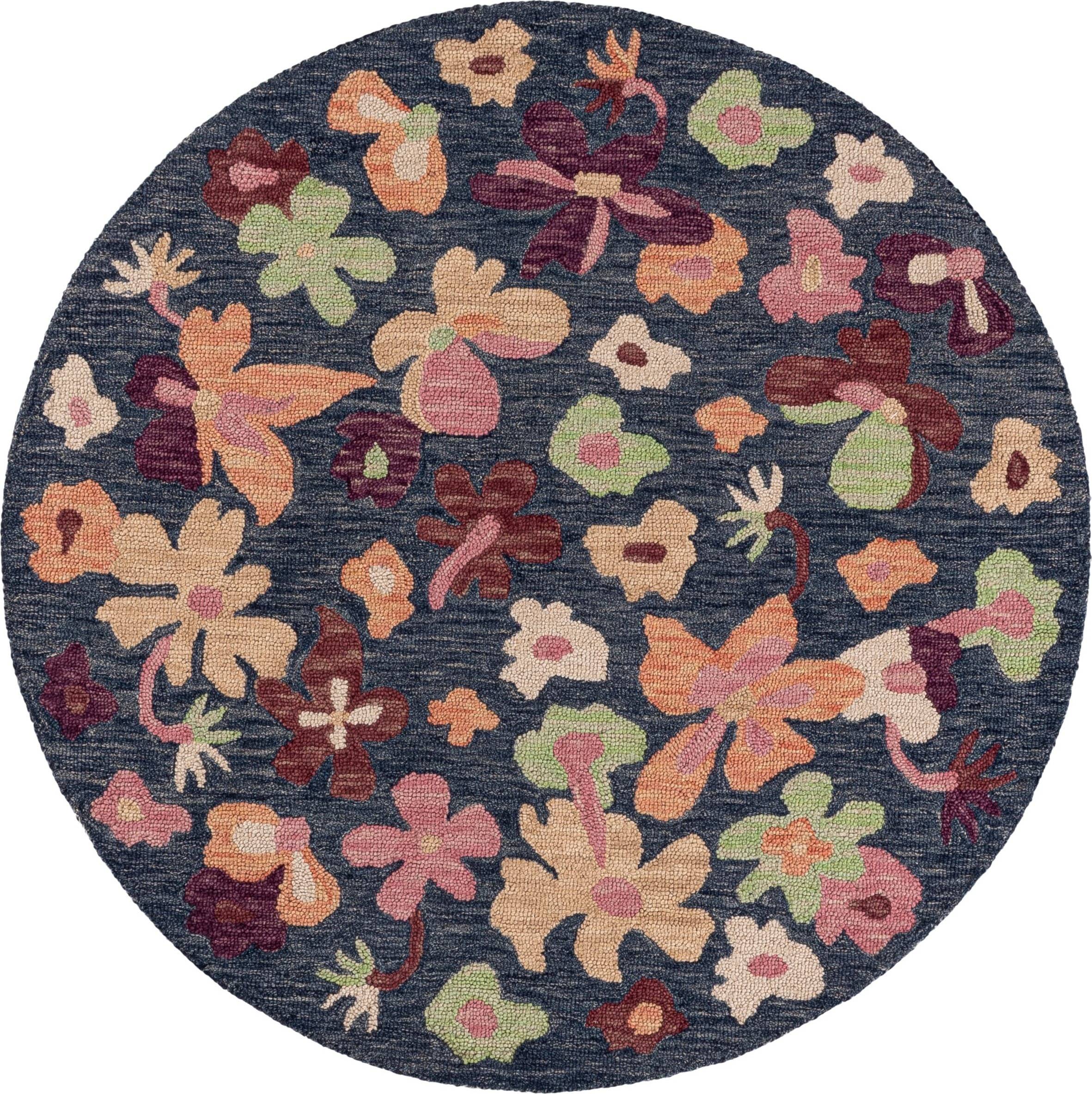 Safavieh Jardin Rust Transitional Round Rug 6ft x 6ft Blue