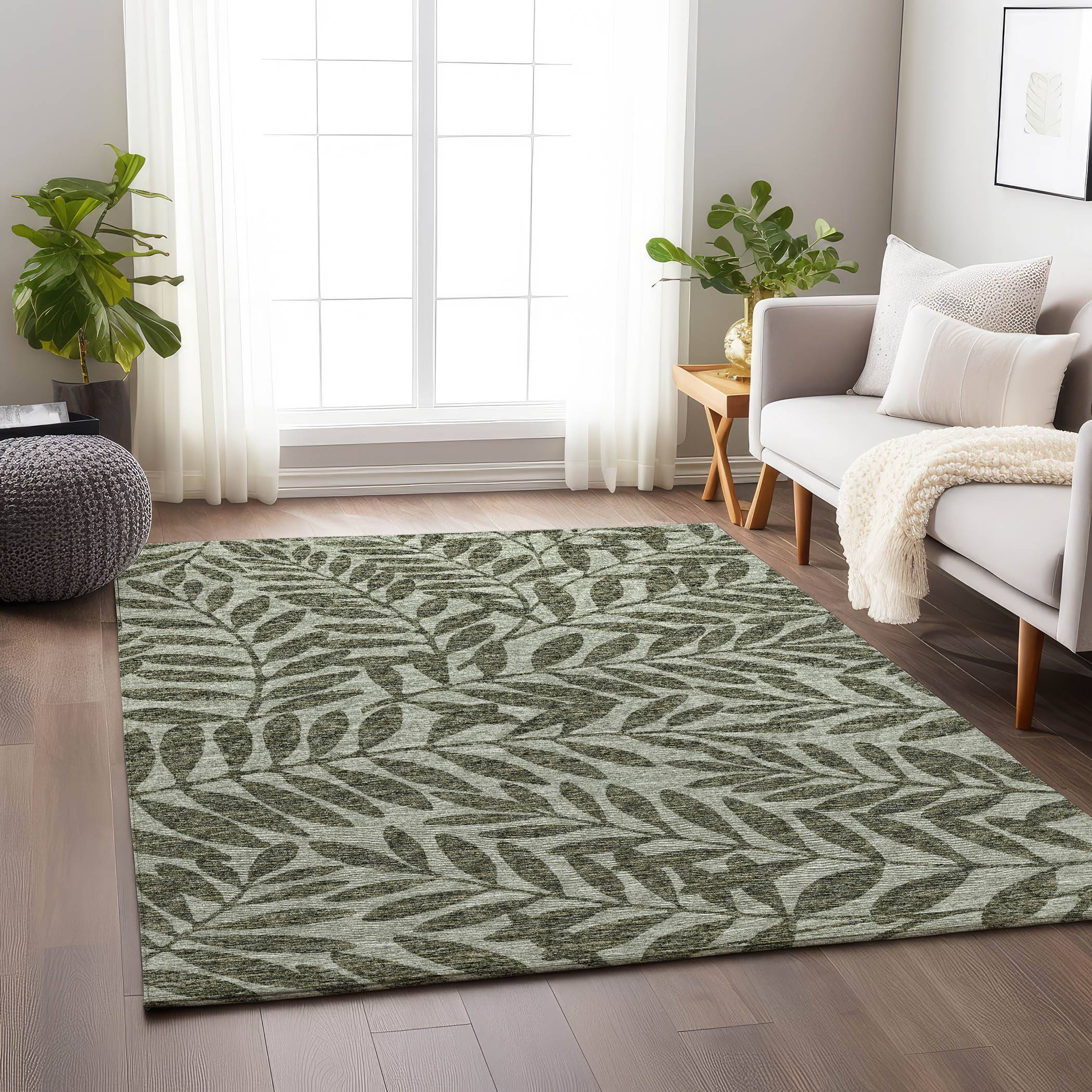 Addison Rugs Mayfield AMF111GN 8 x 10 ft Loomed Polyester Rectangular Indoor Abstract Machine Green