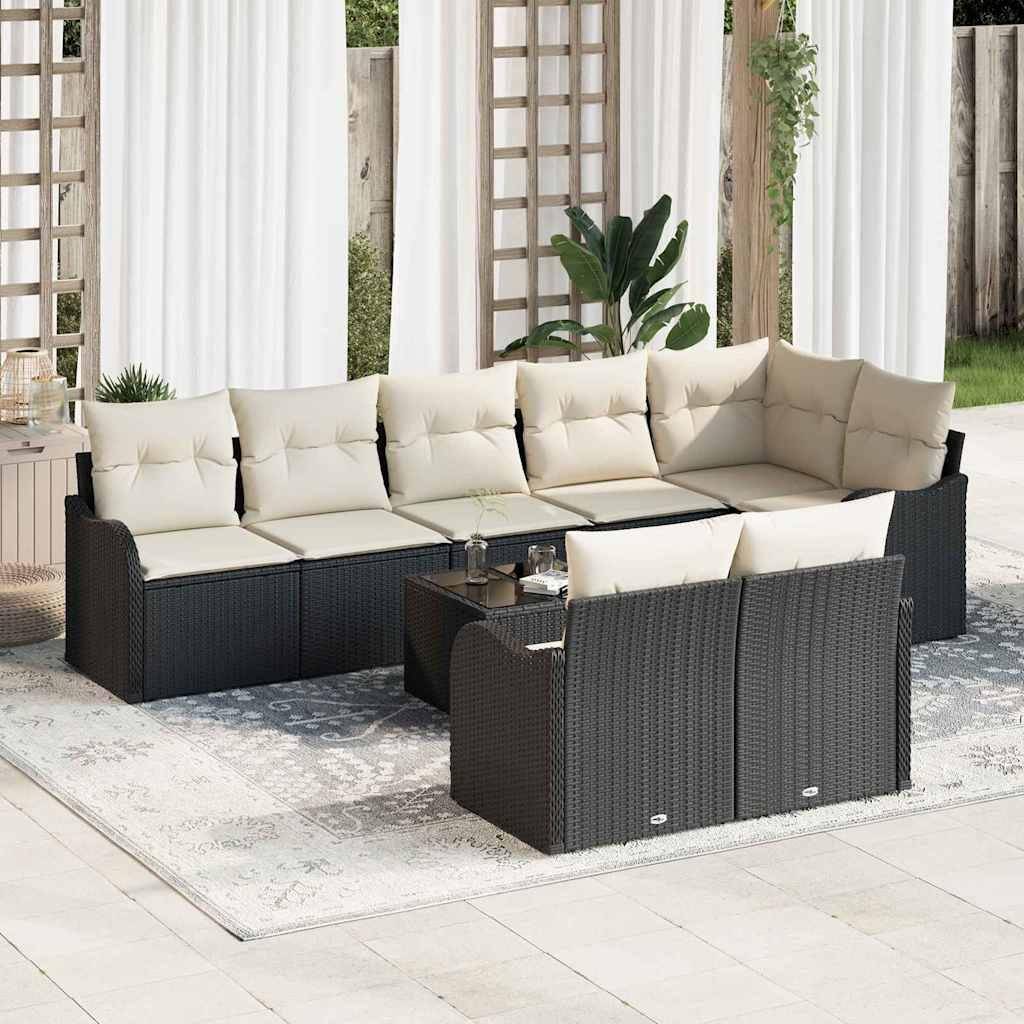 Rattan lounge Gartensofa Set Schwarz Poly-Rattan Lounge-Set