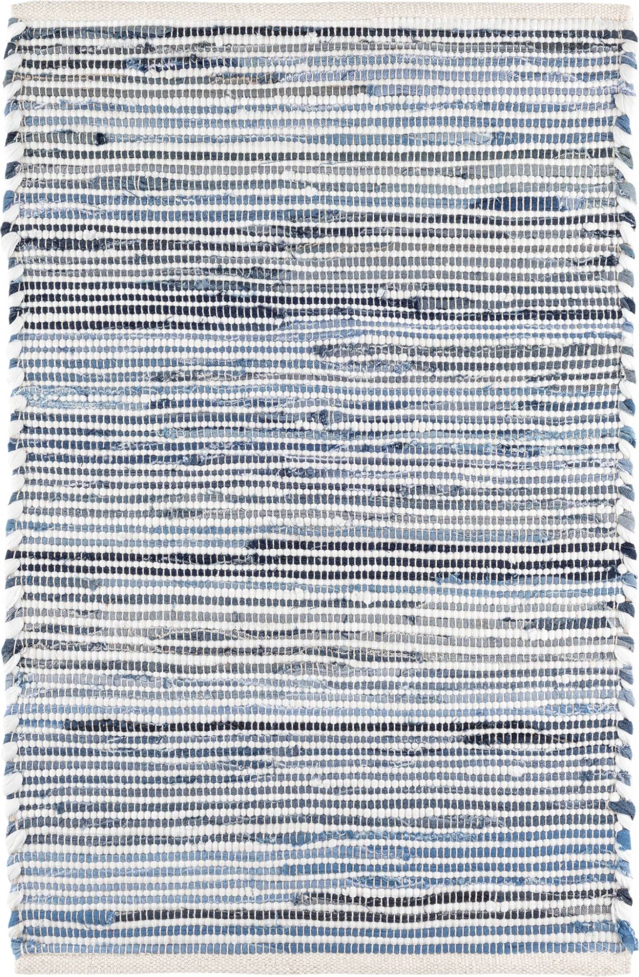 Annie Selke Denim 2 x 8 Rag Ribbed Handwoven Cotton Rug Blue