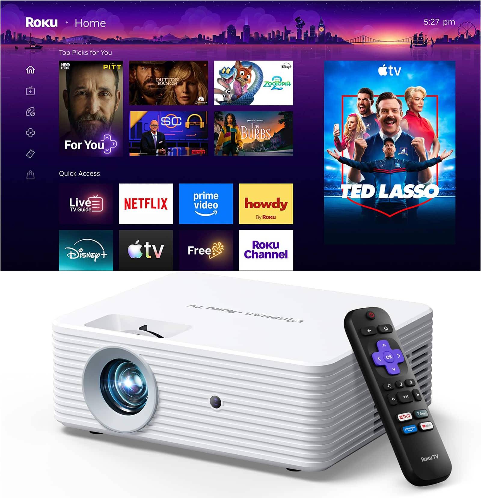 Tv projector Elephas Roku TV Smart Projector White