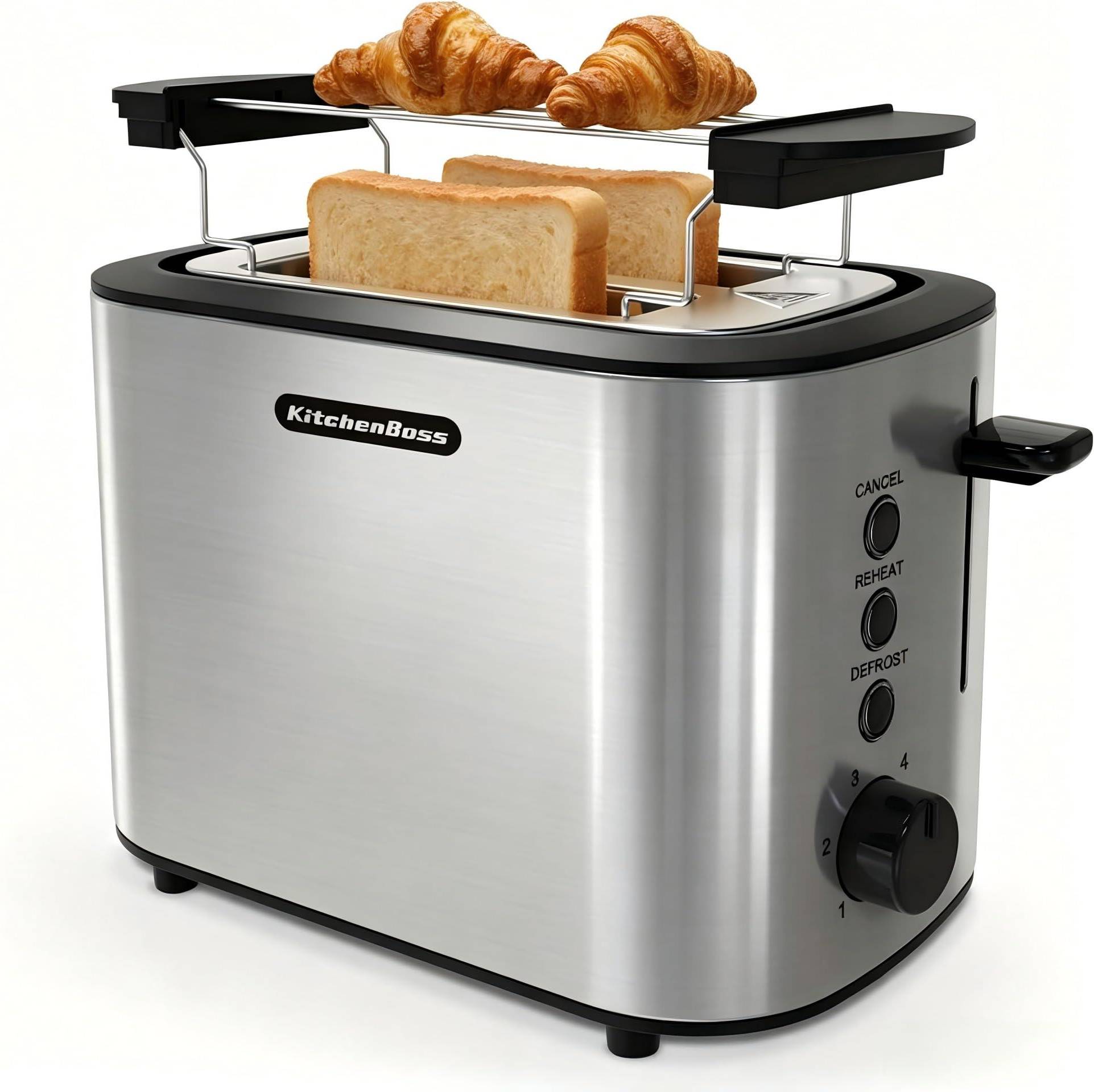 KitchenBoss Edelstahl Toaster 2 Scheiben