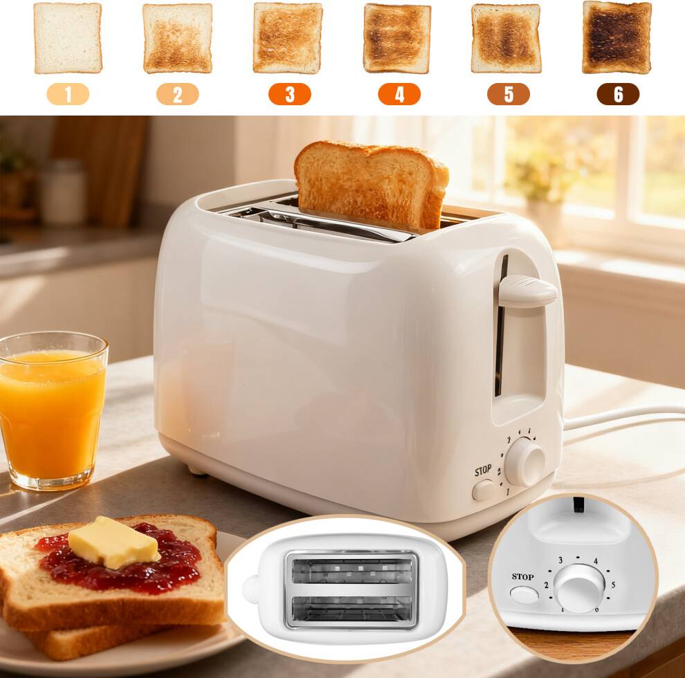Dayplus Compact 2 Slice Toaster White Matt