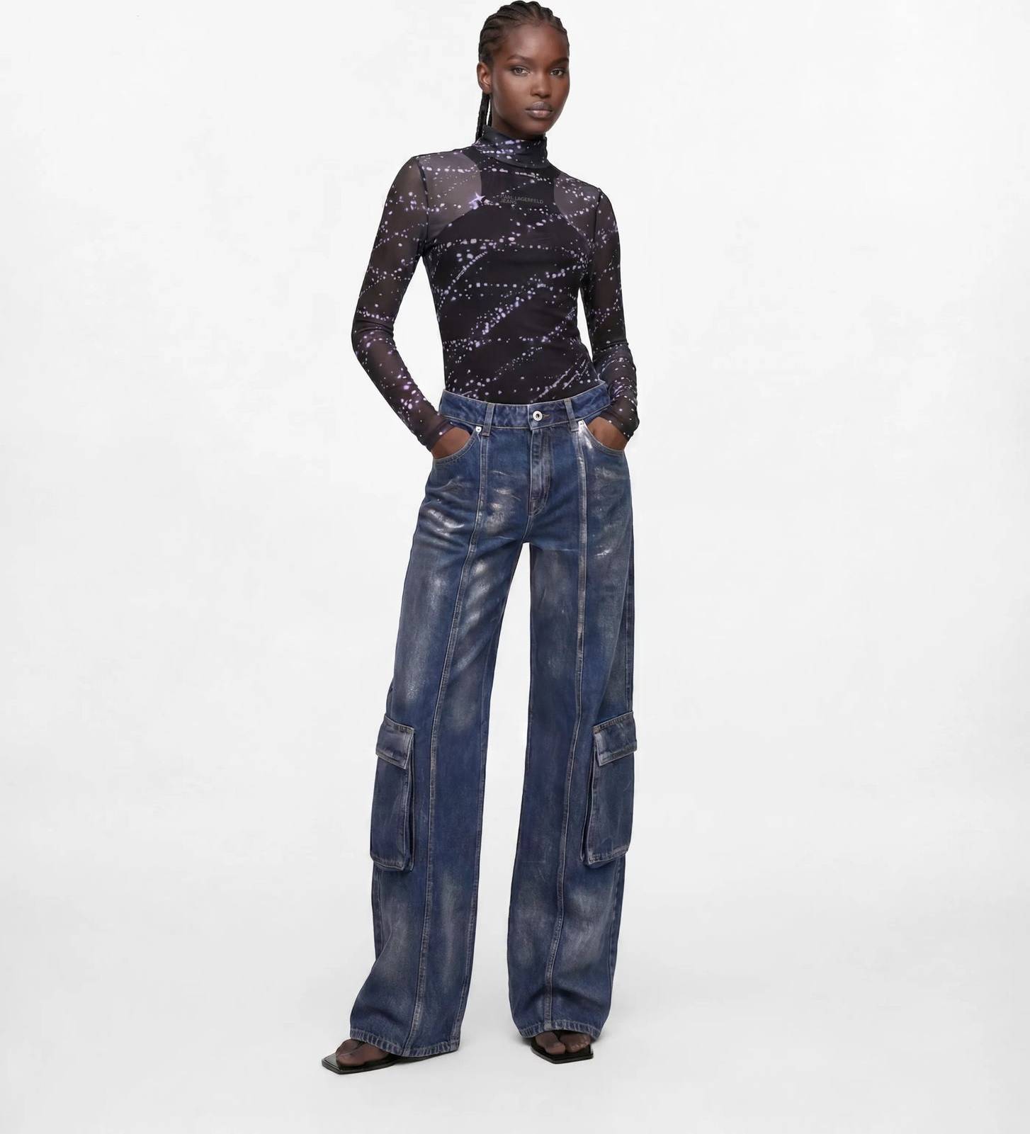 Karl Lagerfeld Utility Mid-Rise Relaxed Jeans