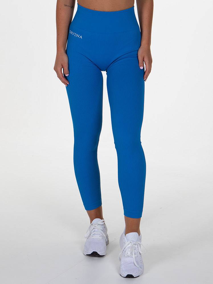 Divina Ribbed Seamless Tights Wavy Blue