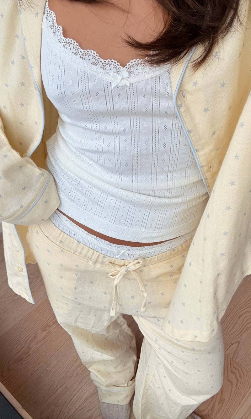 Pointelle Pyjamaslinne - Vit