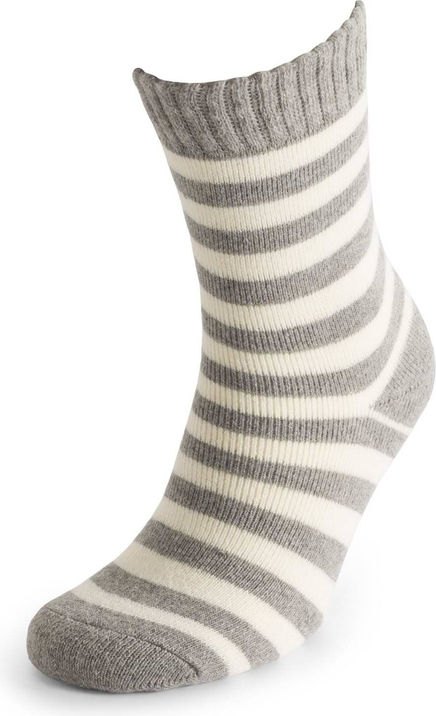 Ladies Wide Stripe Ribbed Socks - Grey