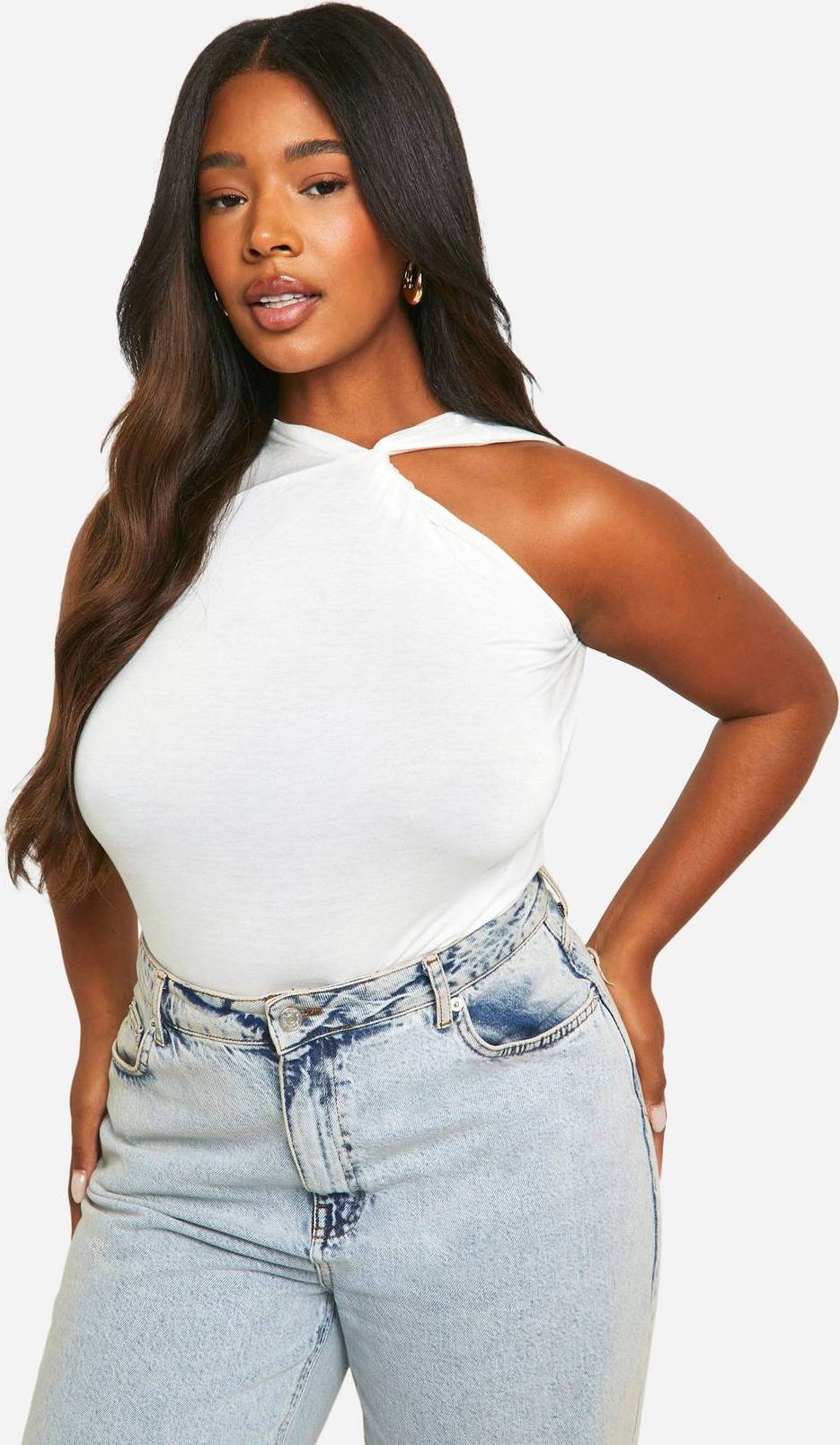 Plus Twist Racer Neckline Top
