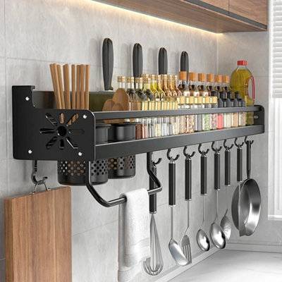 Kitchen storage rack wall B&Q Large Metal Wall Mounted Kitchen Spice Rack