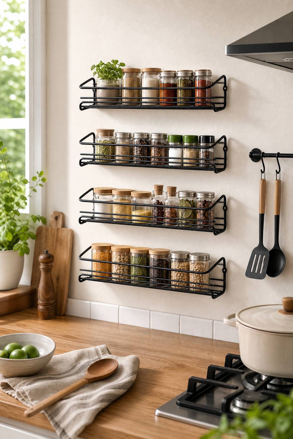 Garden Sanctuary Set 4 Wall-Mounted Spice Racks