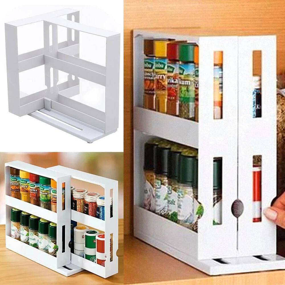 Eonlion 2 Tier Plastic Revolving Jars Spice Rack