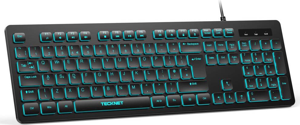 Tecknet Wired USB Keyboard Full-Size with Numeric Keypad