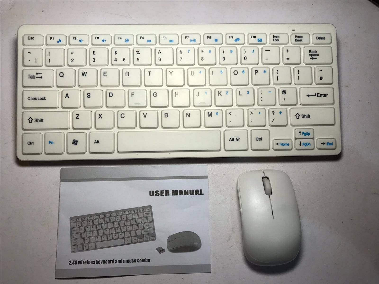 DIXIETREE White Wireless Mini Keyboard Mouse Set