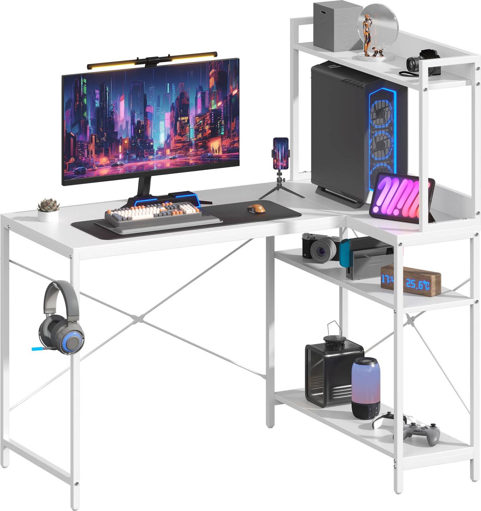 Feonase 47 Inch L-Shaped Computer Desk Writing Desk