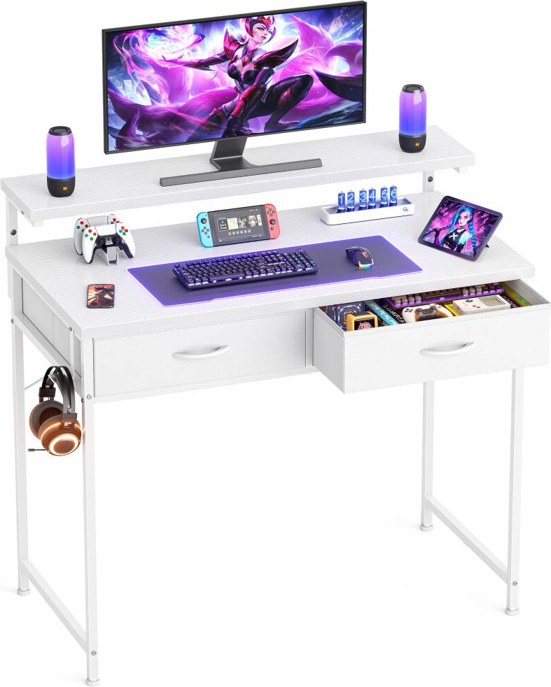 Gaming desk with storage Homidec Gaming Desk With Adjustable Monitor Stand