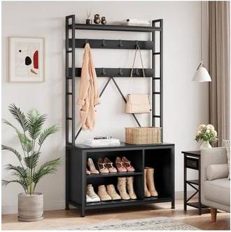 Coat rack shoe bench Gaomon Entryway Hall Tree Freestanding Bench with Coat Rack Shoe Rack