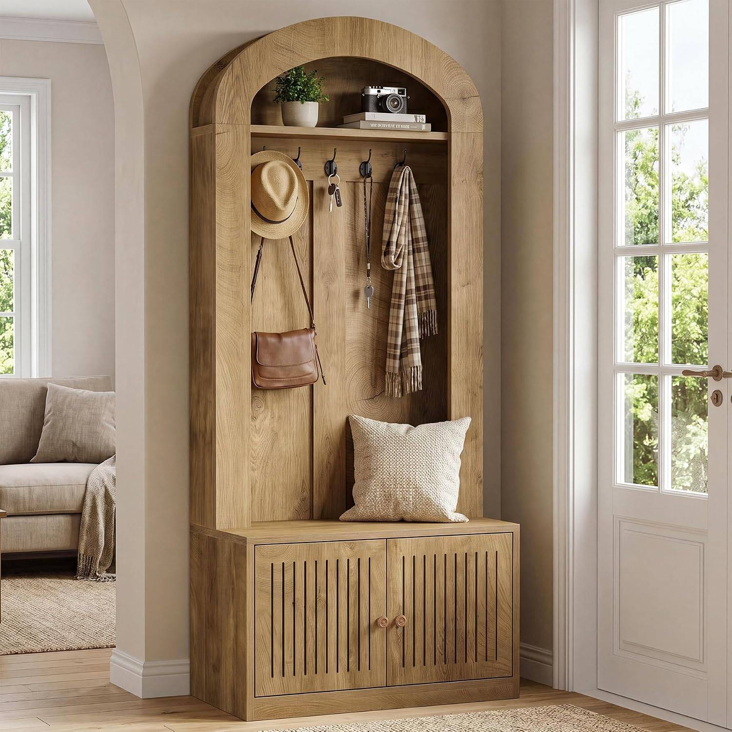 Coat rack shoe bench Tribesigns Hall Tree With Bench Shoe Storage Coat Rack Shoe Rack