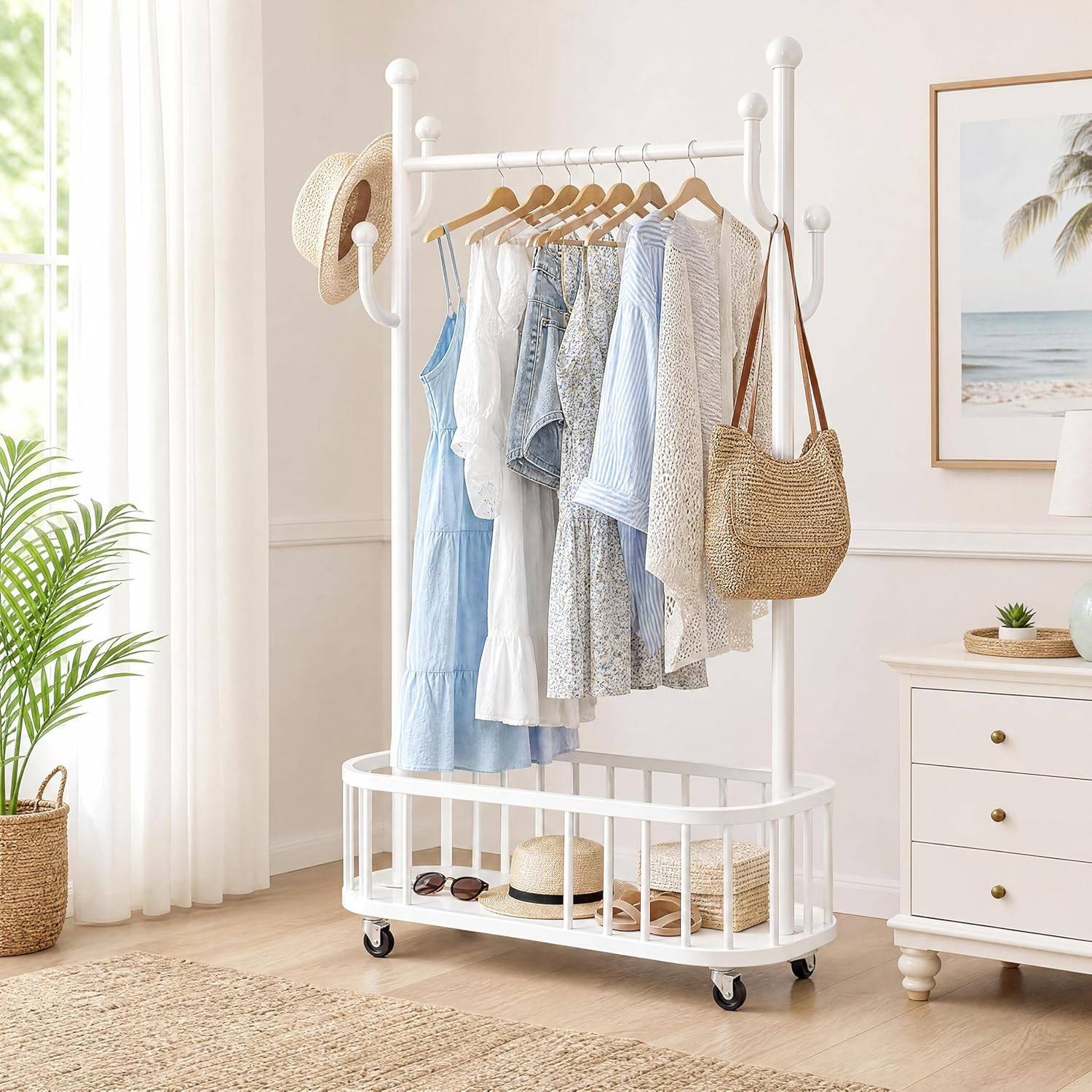 Clothing rack IDEALHOUSE Metal Clothing Rack with Wheels Clothes Rack