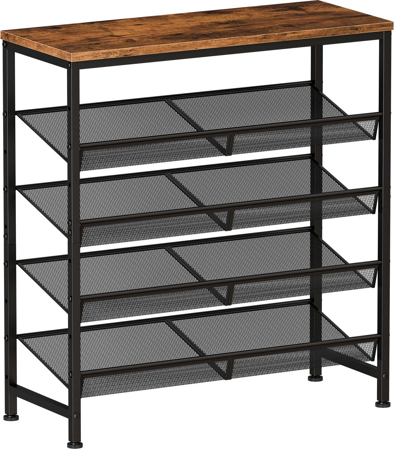 Wire storage racks Sweetcrispy 32-in H 5 Tier Rustic Brown Metal Wire Shoe Rack Shoe Rack