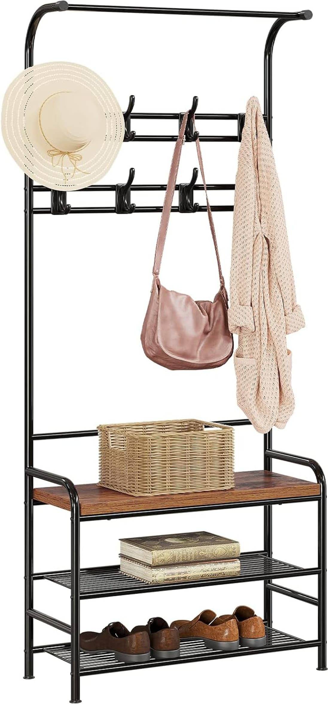Coat rack shoe bench Gaomon 3-in-1 Hall Tree Coat Rack with Shoe Bench Shoe Rack