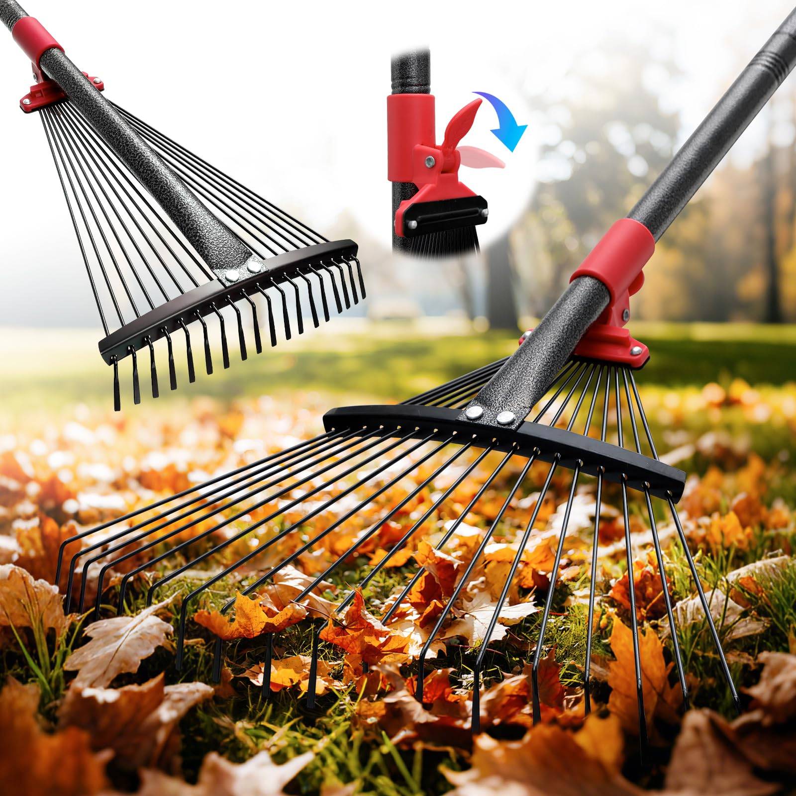 Leaf rake Itopfox Collapsible Leaf Rake Adjustable 70 Inch Handle