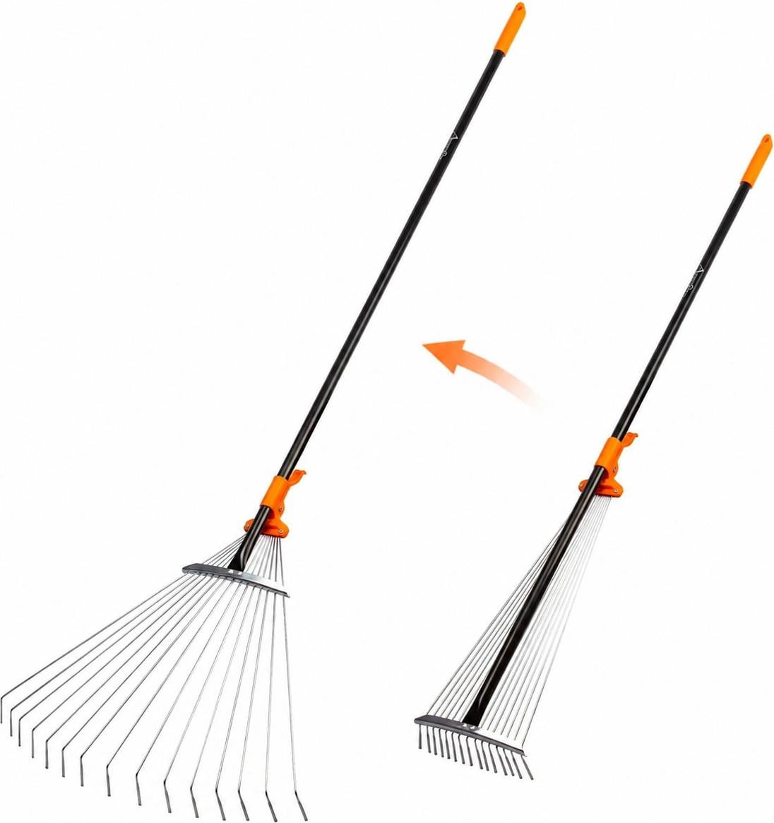 Garden rake Itopfox Adjustable Garden Leaf Rake 61 Inch